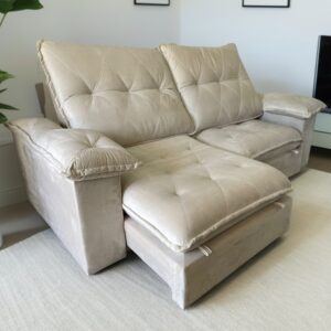 Sofá Retrátil e Reclinável Corvette 2,50 m Bege - D'VITRINE ESTOFADOS