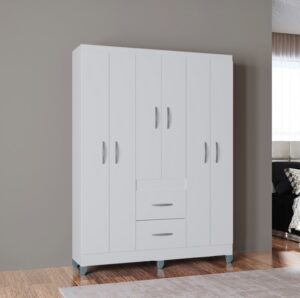 Guarda-Roupa 6 Portas Milão 1,35 m Branco - POQUEMA
