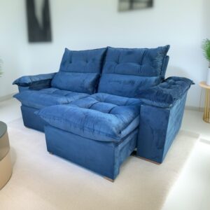 Sofá Retrátil e Reclinável Imperial 2,00 m Veludo Jolie Azul 07 - IMPERIAL DECOR