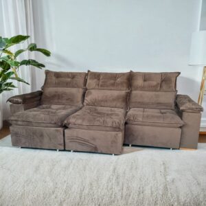 Sofá Retrátil e Reclinável Imperial 2,75 m Veludo Jolie Marrom 05 – IMPERIAL DECOR