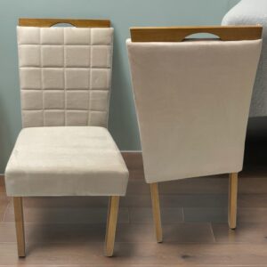 Kit 2 Cadeiras Roma Mel/Veludo Bege – WM DECOR