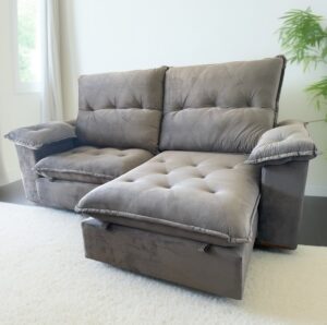 Sofá Retrátil e Reclinável Corvette 2,90 m Cinza Grafite - D'VITRINE ESTOFADOS