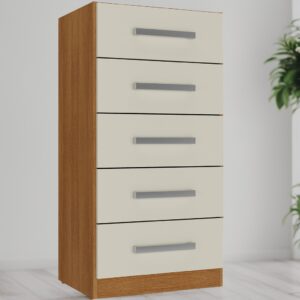 Cômoda 5 Gavetas Savana CO 0523 Cinamono/Off White – RODIAL MÓVEIS