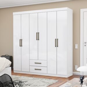 Guarda-Roupa 6 Portas(Sem Espelho/Sem Pés) Áries 1,53 m Branco – CARIOCA MÓVEIS