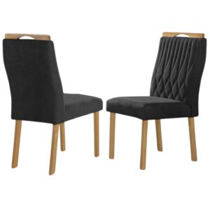 Kit 2 Cadeiras Gênova Mel/Veludo Preto – ART ASSENTOS