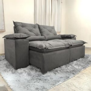Sofá Retrátil e Reclinável Grécia  2,00 m Cinza - QUINE ESTOFADOS