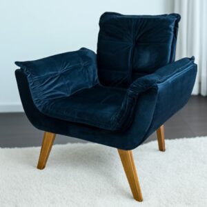 Poltrona Fixa Canadá Veludo Azul – JP ESTOFADOS