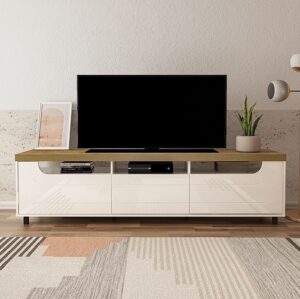 Rack até 75" Mercury Pinho/Off White - ARTELY