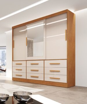 Guarda-Roupa Turim 2,11 m Nature/Off White - BIANCHI