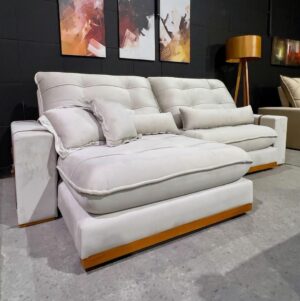 Sofá Retrátil e Reclinável Arthur/Toronto 2,90 m Marfim 4050 - D'VITRINE ESTOFADOS