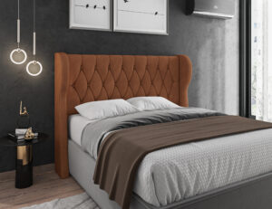 Cabeceira Casal Maldivas Veludo Laranja - ITALIANFLEX