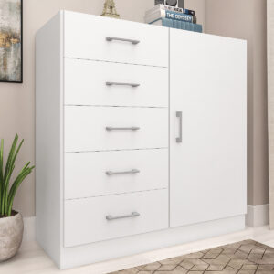 Cômoda 5 Gavetas com Sapateira Miami Branco - FELLICCI