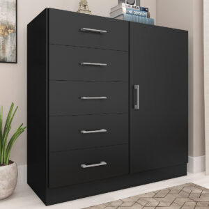 Cômoda 5 Gavetas com Sapateira Miami Preto - FELLICCI