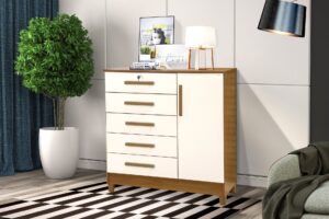 Cômoda com Sapateira Vitória Mel/Off White - RUD RACK