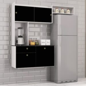 Cozinha Suspensa Lara Branco/Preto - POQUEMA