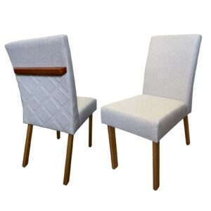 Kit 2 Cadeiras Diana Linho Grafite - HR MOVELARIA