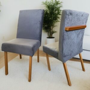 Kit 2 Cadeiras Diana Veludo Grafite - HR MOVELARIA