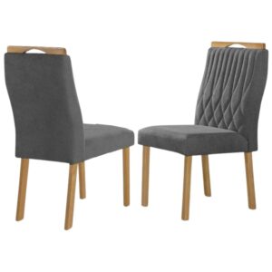 Kit 2 Cadeiras Gênova Mel/Veludo Grafite – ART ASSENTOS