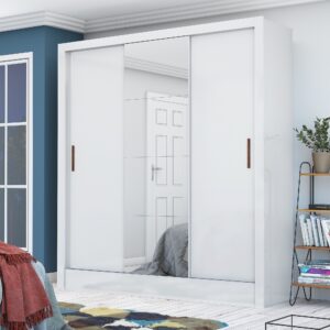 Guarda-Roupa 3 Portas Dubai/Santiago Plus(1 Porta espelhada) 1,79 m Branco - CARIOCA MÓVEIS