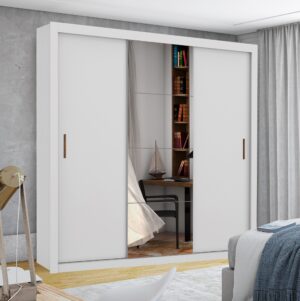 Guarda-Roupa Veneza/Clara/Berlim Plus(1 Porta espelhada) 1,855 m Branco - CARIOCA MÓVEIS