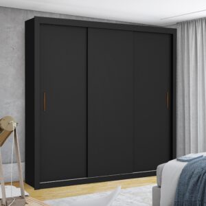 Guarda-Roupa 3 Portas Veneza/Clara/Berlim (Sem Espelho) 1,855 m Preto - CARIOCA MÓVEIS