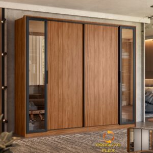Guarda-Roupa 4 Portas Laredo 2,67 m Nogueira Touch/Nude Prime/Nogueira Touch - DEMÓBILE
