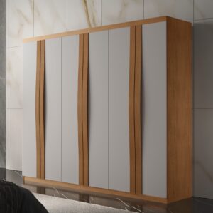 Guarda-Roupa 6 Portas Grécia 1,80 m Naturale/Off White - RUFATO