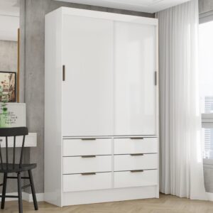 Guarda-Roupa 2 Portas Sevilha(Sem espelho) 1,10 m Branco - CARIOCA MÓVEIS