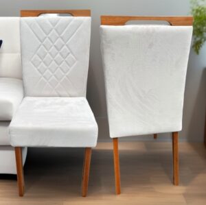 Kit 2 Cadeiras Helena Mel/Veludo Bege – OURO DECOR