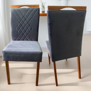 Kit 2 Cadeiras Helena Mel/Veludo Grafite – OURO DECOR