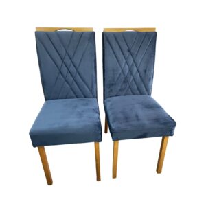 Kit 2 Cadeiras Verona Mel Naturale Azul - CLEFATOS DECOR
