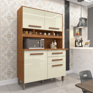 Kit Cozinha Sofia 1,15 m Cinamono/Off White - IMOP