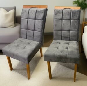 Kit 2 Cadeiras Lara Mel/Grafite – HR MOVELARIA