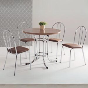 Mesa 4 Cadeiras Lisboa Nogueira/Tabaco - MÜLLER MÓVEIS