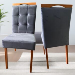 Kit 2 Cadeiras Nicole Mel/Veludo Grafite – OURO DECOR