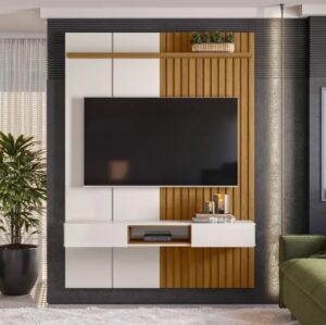 Painel  até 65″ Bless 1.6 Off White/Freijó - LUKALIAM