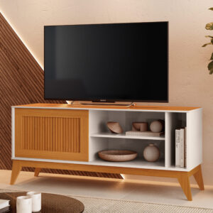 Rack até 55" Aruba Off White/Cedro - EDN MÓVEIS