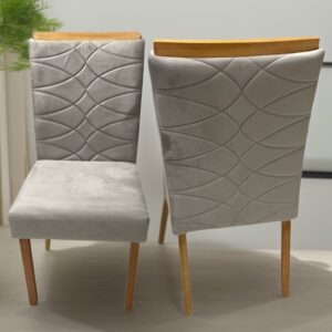 Kit 2 Cadeiras Safira Mel/Veludo Bege – WM DECOR