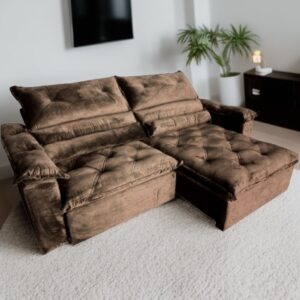 Sofá Retrátil e Reclinável Agata 2,40 m Marrom – IMPÉRIO ESTOFADOS