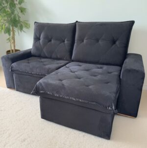 Sofá Retrátil e Reclinável Califórnia 2,50 m Preto - JC ESTOFADOS