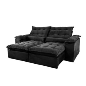 Sofá Retrátil e Reclinável Emanuelly 200 Preto - IMPÉRIO ESTOFADOS