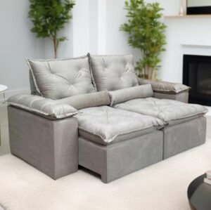 Sofá Retrátil e Reclinável Grécia  2,00 m Bege - QUINE ESTOFADOS