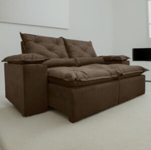 Sofá Retrátil e Reclinável Grécia  2,00 m Marrom - QUINE ESTOFADOS