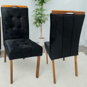 Kit 2 Cadeiras Sophia/Capri  Mel/Veludo Preto – WM DECOR