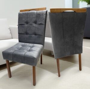 Kit 2 Cadeiras Sophia/Capri  Mel/Veludo Grafite – WM DECOR