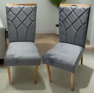 Kit 2 Cadeiras Stella Mel Naturale Grafite – CLEFATOS DECOR