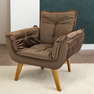 Poltrona Fixa Canadá Veludo Marrom – JP ESTOFADOS