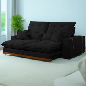 Sofá Retrátil e Reclinável Arthur/Toronto 2,50 m Preto 4062 – D’VITRINE ESTOFADOS