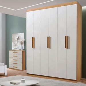 Guarda-Roupa 6 Portas Colibri + Cômoda Ipanema Cinamono/Off White - D'DORO MÓVEIS