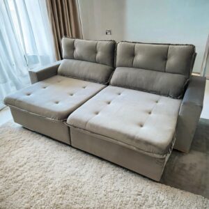 Sofá Retrátil e Reclinável Pequim 2,40 m Cinza 403 - KASA COMIGO